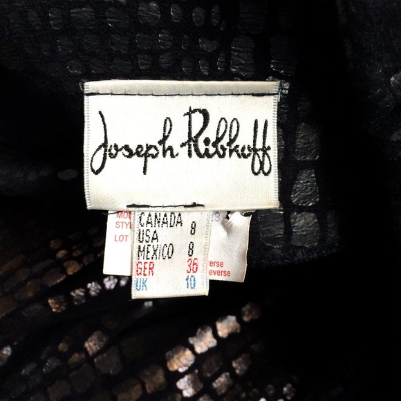 Joseph Ribkoff Jacket Sz 8 Black Reptile Snake Skin Pattern Belted Long Sleeve - Picture 4 of 9